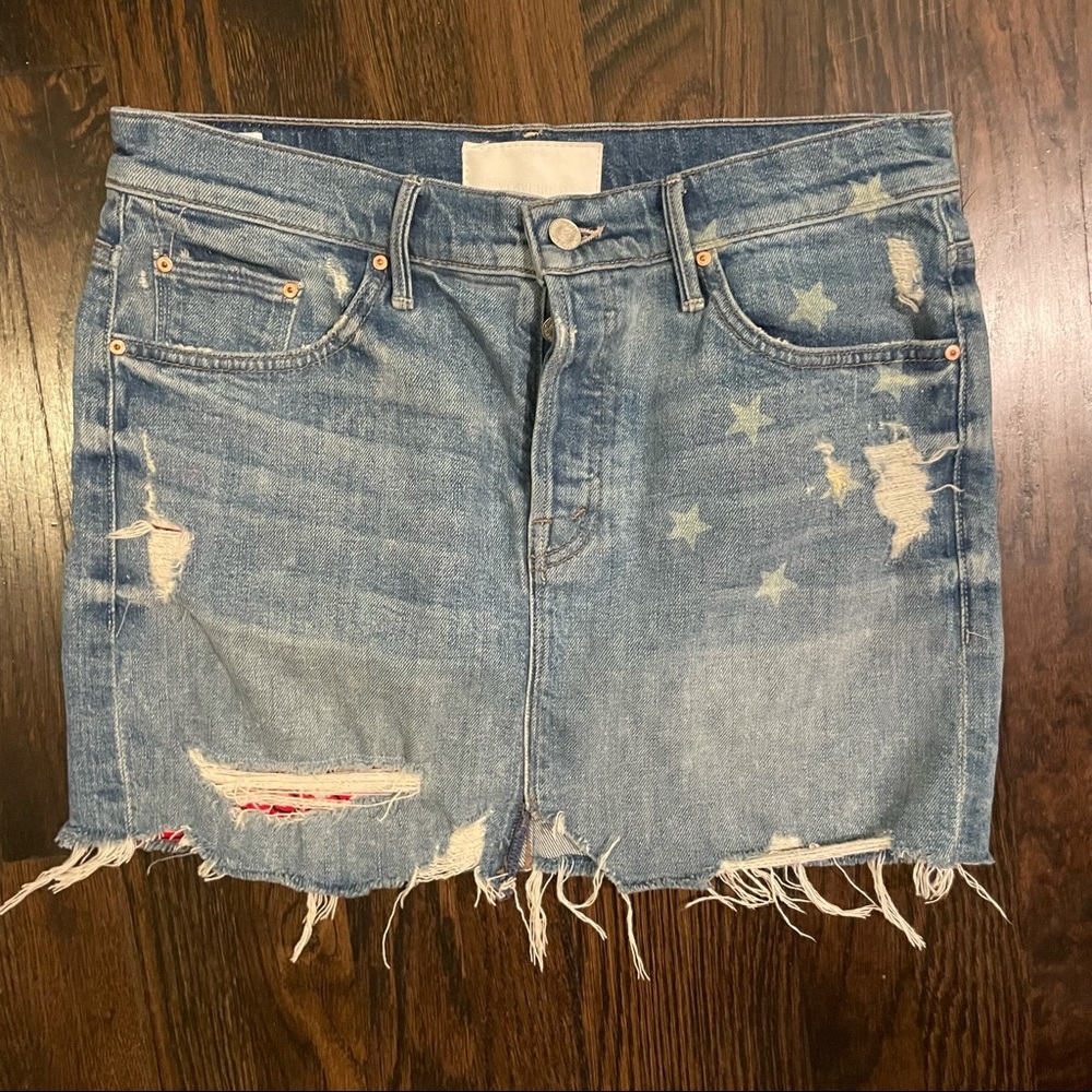 mother distressed denim skirt